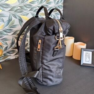Nylon Mini-Backpack Purse with Chunky Gold Hardware